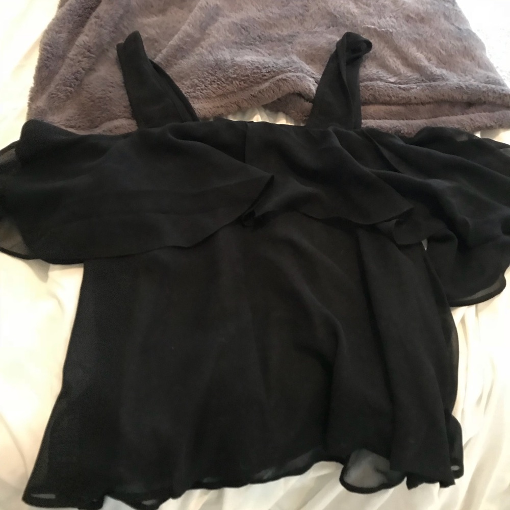Sheer black cold shoulder top